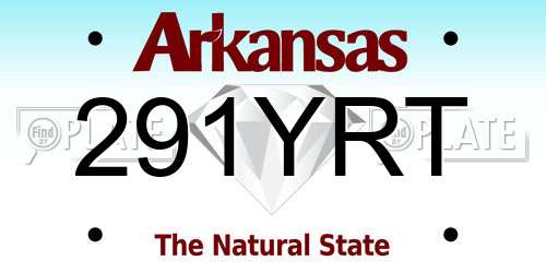 291YRT Arkansas License Plate