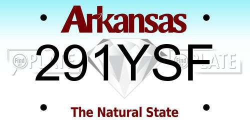 291YSF Arkansas License Plate