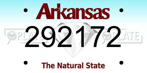292172 Arkansas License Plate