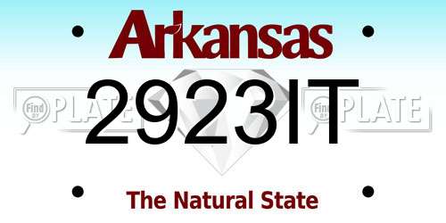 2923IT Arkansas License Plate