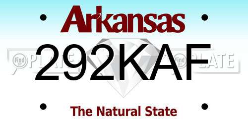 292KAF Arkansas License Plate