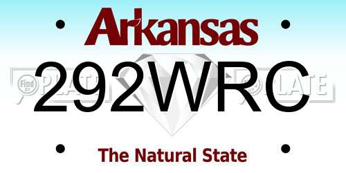 292WRC Arkansas License Plate