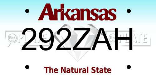 292ZAH Arkansas License Plate