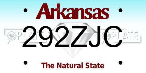 292ZJC Arkansas License Plate