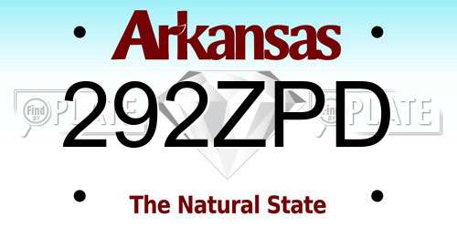 292ZPD Arkansas License Plate