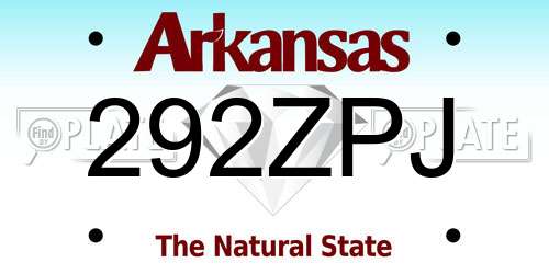 292ZPJ Arkansas License Plate