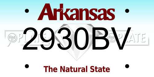 2930BV Arkansas License Plate
