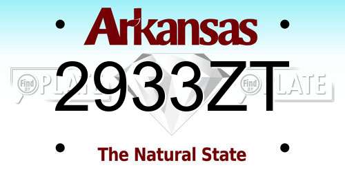 2933ZT Arkansas License Plate