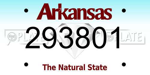293801 Arkansas License Plate