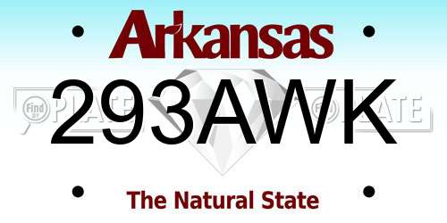 293AWK Arkansas License Plate