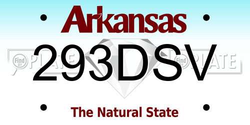 293DSV Arkansas License Plate