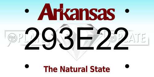 293E22 Arkansas License Plate