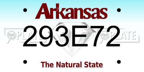 293E72 Arkansas License Plate