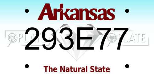 293E77 Arkansas License Plate