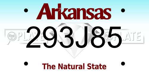 293J85 Arkansas License Plate