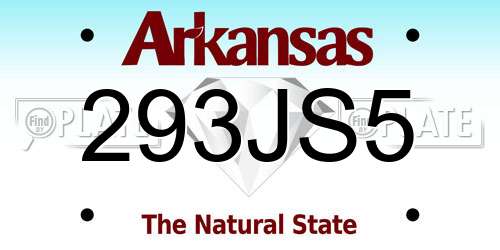 293JS5 Arkansas License Plate