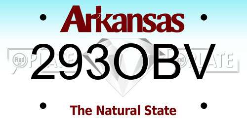 293OBV Arkansas License Plate