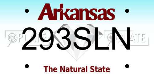 293SLN Arkansas License Plate
