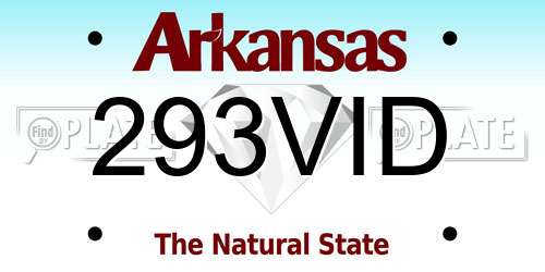 293VID Arkansas License Plate