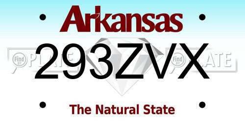 293ZVX Arkansas License Plate