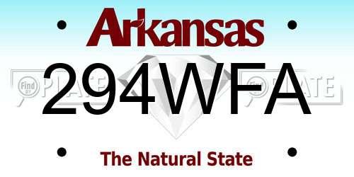 294WFA Arkansas License Plate
