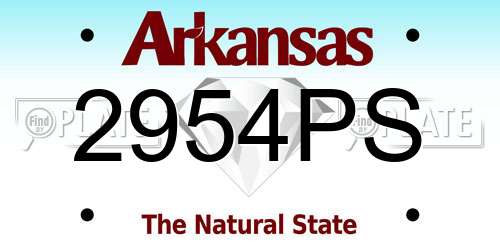 2954PS Arkansas License Plate