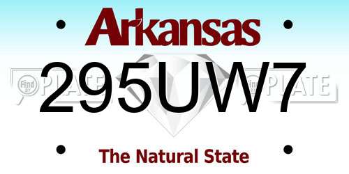 295UW7 Arkansas License Plate