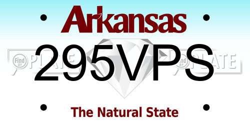 295VPS Arkansas License Plate