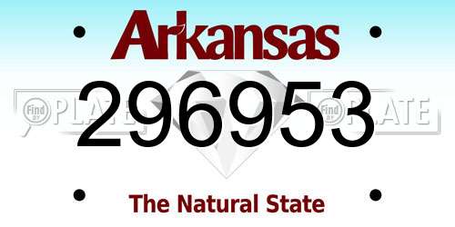 296953 Arkansas License Plate