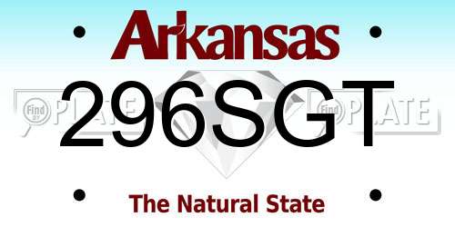 296SGT Arkansas License Plate