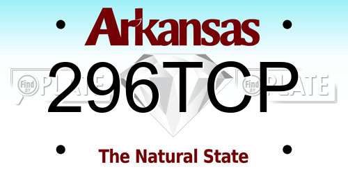 296TCP Arkansas License Plate