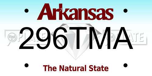 296TMA Arkansas License Plate