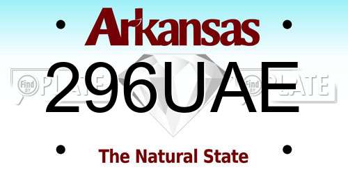 296UAE Arkansas License Plate
