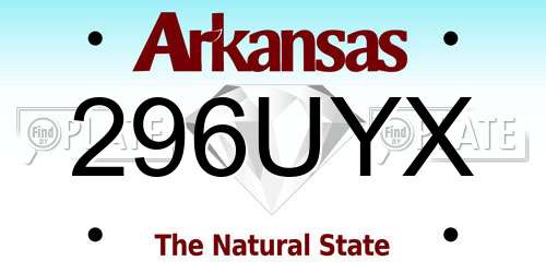 296UYX Arkansas License Plate