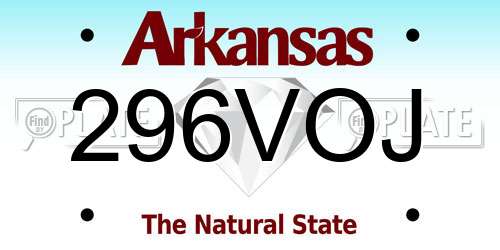 296VOJ Arkansas License Plate