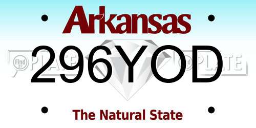 296YOD Arkansas License Plate
