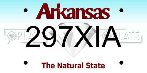 297XIA Arkansas License Plate