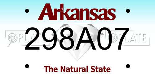 298A07 Arkansas License Plate