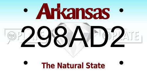 298AD2 Arkansas License Plate