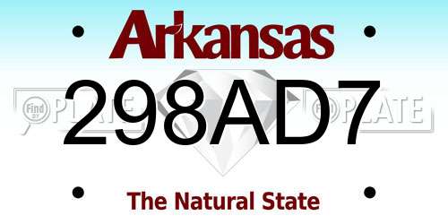 298AD7 Arkansas License Plate
