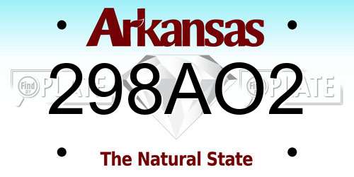 298AO2 Arkansas License Plate