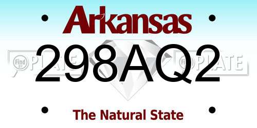 298AQ2 Arkansas License Plate