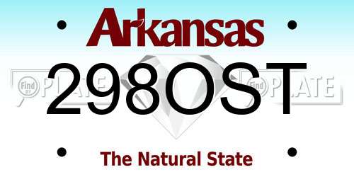 298OST Arkansas License Plate