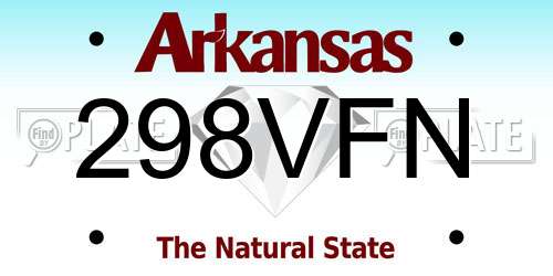 298VFN Arkansas License Plate
