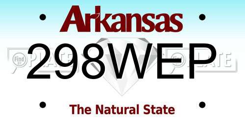 298WEP Arkansas License Plate