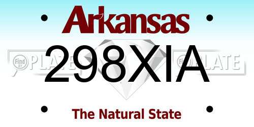 298XIA Arkansas License Plate