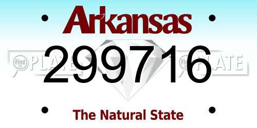 299716 Arkansas License Plate