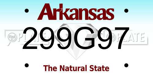 299G97 Arkansas License Plate