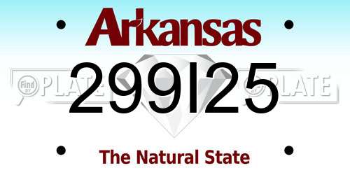 299I25 Arkansas License Plate