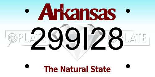 299I28 Arkansas License Plate